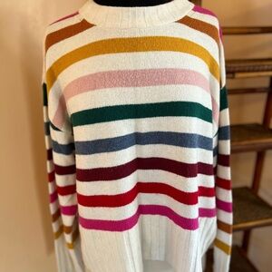 GAP Women's Colorful Striped Crew Neck Sweater